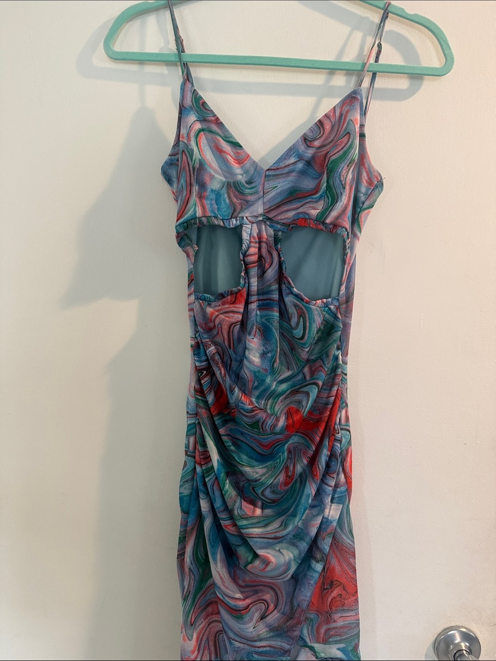 Swirled Multicolor Cutout Slip Dress
